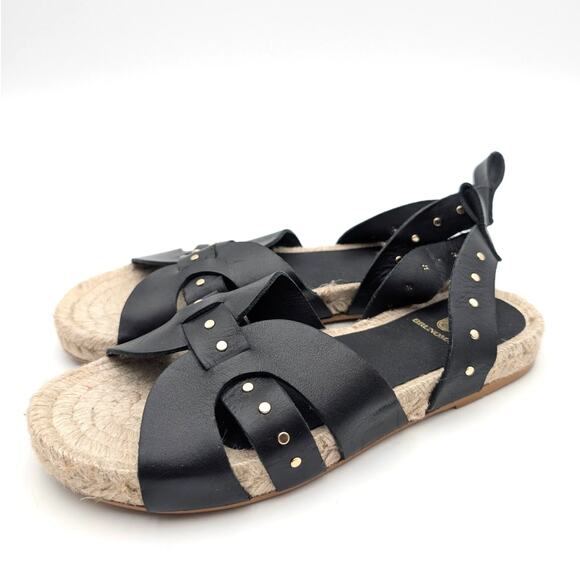 Bruno Magli Perla Ankle Strap Espadrille Sandals Women's Black Size US7 EU37.5 - Picture 1 of 10